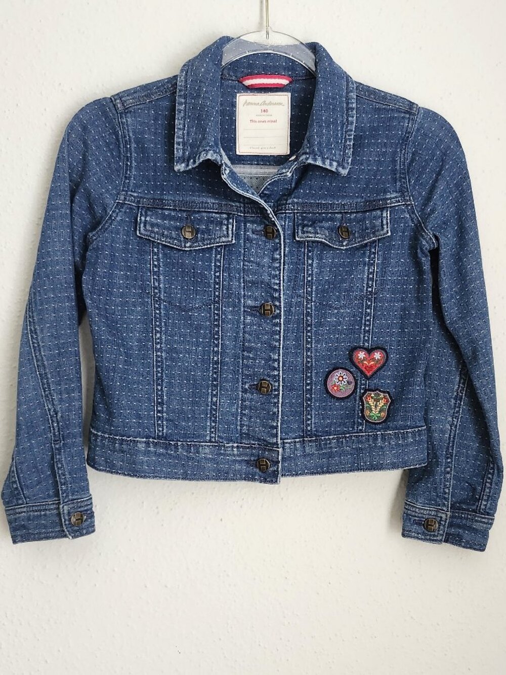HANNA ANDERSSON Girl's Denim Jean Jacket w/Patches 10Y